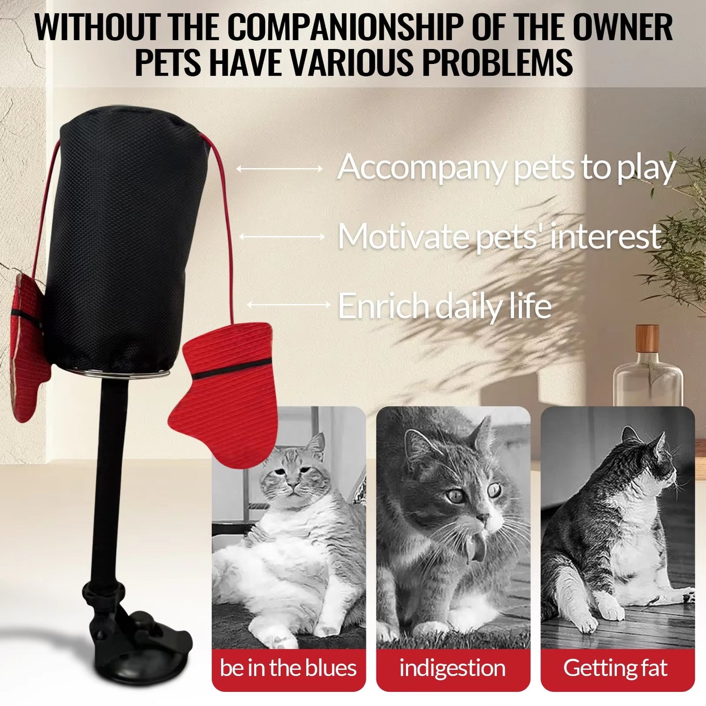 New Connects Punching Bag with Boxing Gloves Filled with Catnip Cat Boxing Toys